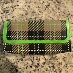 Clutch Bag Green Plaid Magnetic Flap